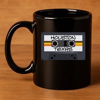 Houston Texas Cassette Tape 11oz C Handle Ceramic Mug