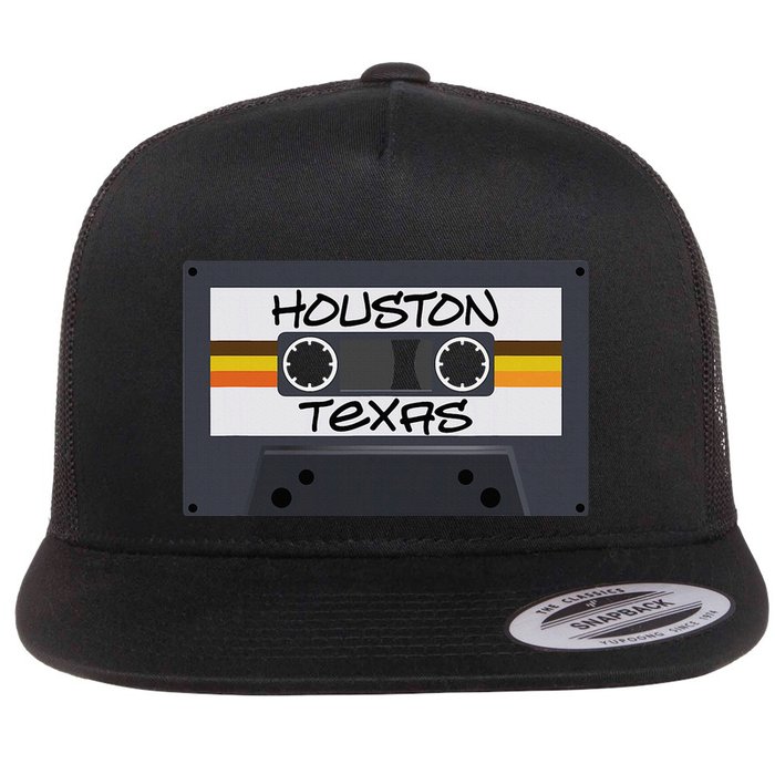 Houston Texas Cassette Tape Flat Bill Trucker Hat