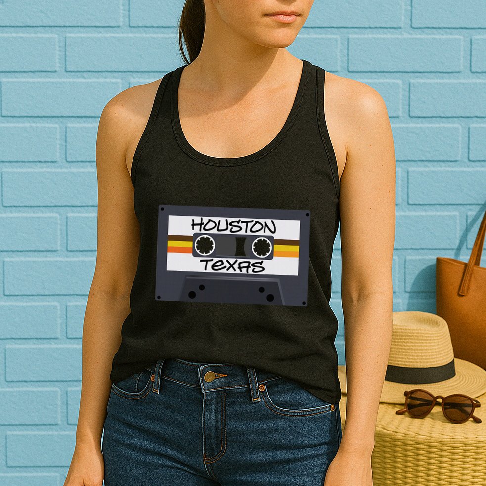Houston Texas Cassette Tape Womens Tank Top