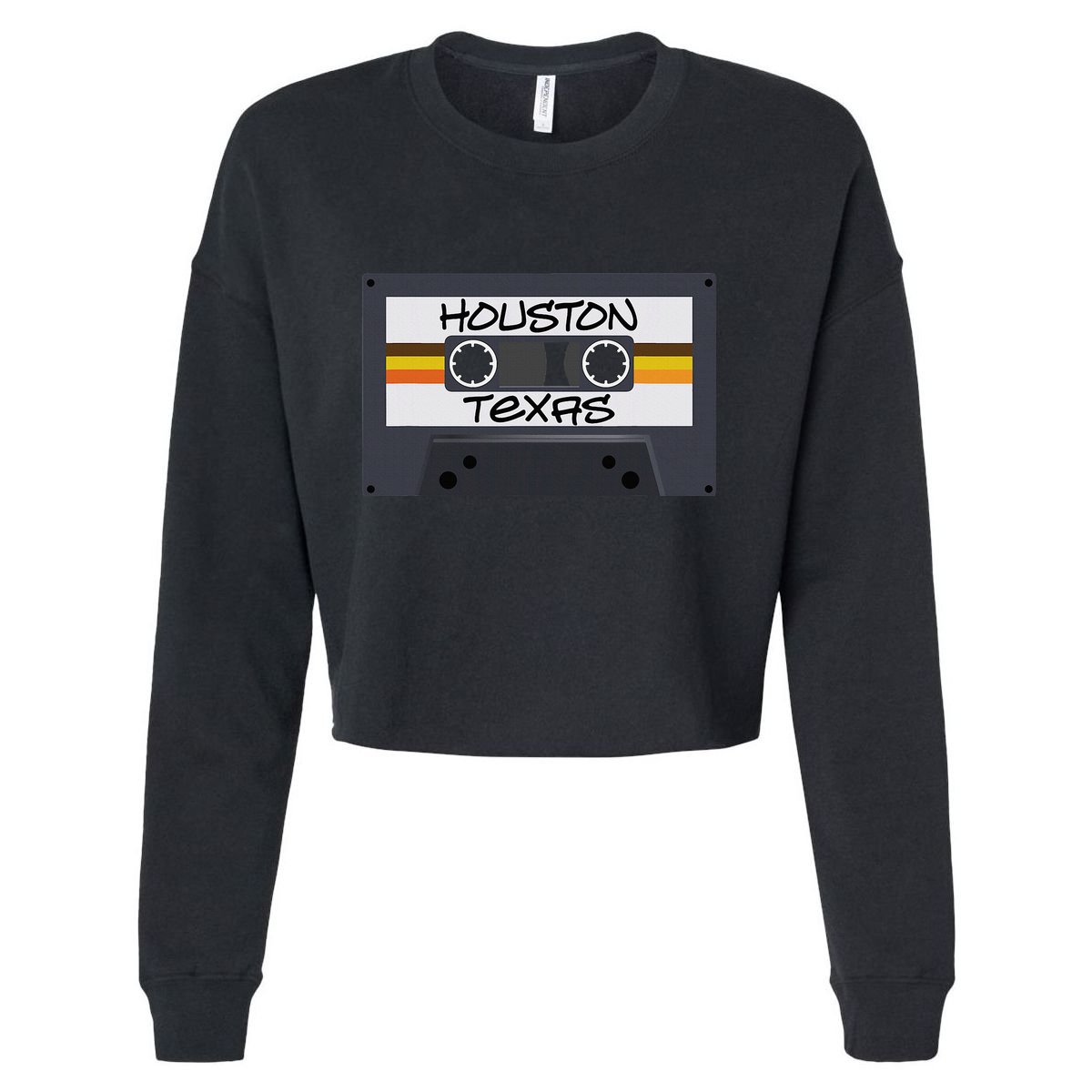 Houston Texas Cassette Tape Cropped Pullover Crew