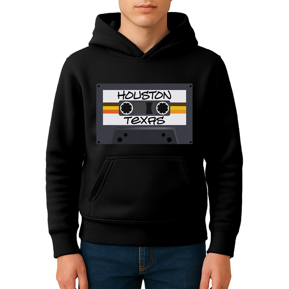 Houston Texas Cassette Tape Kids Hoodie