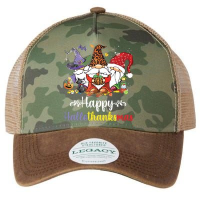 Halloween Thanksgiving Christmas Happy Hallothanksmas Gnome Legacy Tie Dye Trucker Hat