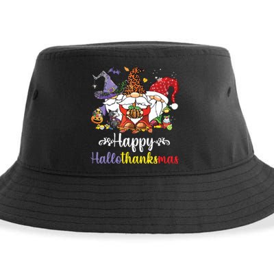 Halloween Thanksgiving Christmas Happy Hallothanksmas Gnome Sustainable Bucket Hat