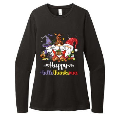 Halloween Thanksgiving Christmas Happy Hallothanksmas Gnome Womens CVC Long Sleeve Shirt