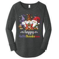 Halloween Thanksgiving Christmas Happy Hallothanksmas Gnome Women's Perfect Tri Tunic Long Sleeve Shirt