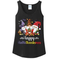 Halloween Thanksgiving Christmas Happy Hallothanksmas Gnome Ladies Essential Tank