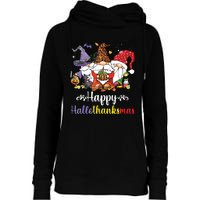 Halloween Thanksgiving Christmas Happy Hallothanksmas Gnome Womens Funnel Neck Pullover Hood