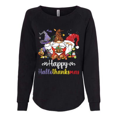 Halloween Thanksgiving Christmas Happy Hallothanksmas Gnome Womens California Wash Sweatshirt