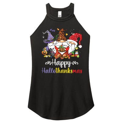 Halloween Thanksgiving Christmas Happy Hallothanksmas Gnome Women's Perfect Tri Rocker Tank