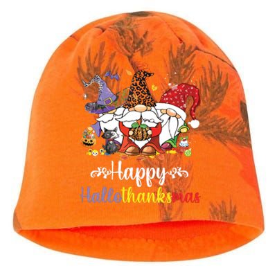 Halloween Thanksgiving Christmas Happy Hallothanksmas Gnome Kati - Camo Knit Beanie