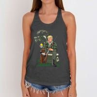 Hunting Trump Camo Duck Election Maga 2024 Voter Women's Knotted Racerback Tank