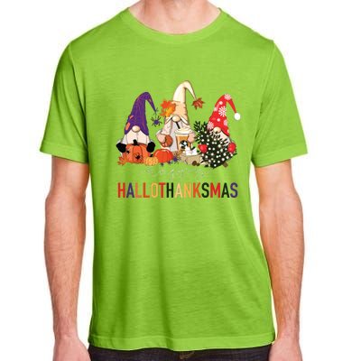 Halloween Thanksgiving Christmas Happy Hallothanksmas Gnomes Adult ChromaSoft Performance T-Shirt