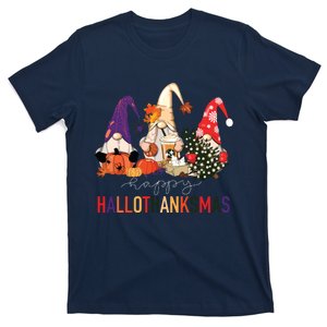 Halloween Thanksgiving Christmas Happy Hallothanksmas Gnomes T-Shirt