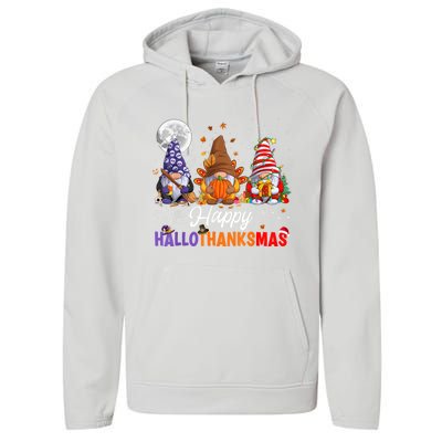 Halloween Thanksgiving Christmas Happy HalloThanksMas Gnomes Performance Fleece Hoodie