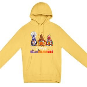 Halloween Thanksgiving Christmas Happy HalloThanksMas Gnomes Premium Pullover Hoodie