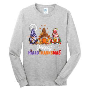 Halloween Thanksgiving Christmas Happy HalloThanksMas Gnomes Tall Long Sleeve T-Shirt