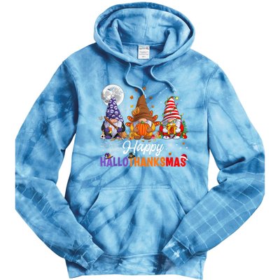 Halloween Thanksgiving Christmas Happy HalloThanksMas Gnomes Tie Dye Hoodie