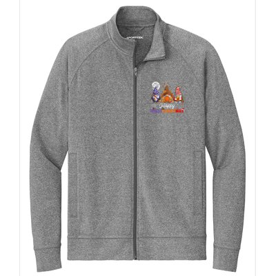 Halloween Thanksgiving Christmas Happy HalloThanksMas Gnomes Stretch Full-Zip Cadet Jacket