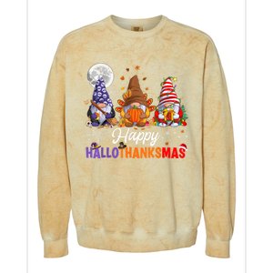 Halloween Thanksgiving Christmas Happy HalloThanksMas Gnomes Colorblast Crewneck Sweatshirt