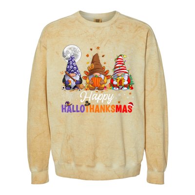 Halloween Thanksgiving Christmas Happy HalloThanksMas Gnomes Colorblast Crewneck Sweatshirt