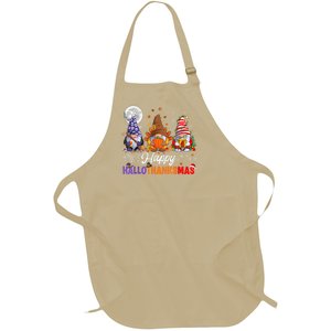 Halloween Thanksgiving Christmas Happy HalloThanksMas Gnomes Full-Length Apron With Pockets