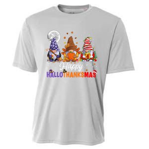 Halloween Thanksgiving Christmas Happy HalloThanksMas Gnomes Cooling Performance Crew T-Shirt