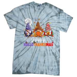 Halloween Thanksgiving Christmas Happy HalloThanksMas Gnomes Tie-Dye T-Shirt