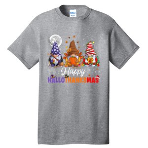 Halloween Thanksgiving Christmas Happy HalloThanksMas Gnomes Tall T-Shirt