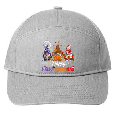 Halloween Thanksgiving Christmas Happy HalloThanksMas Gnomes 7-Panel Snapback Hat