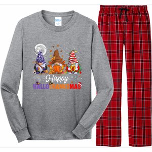 Halloween Thanksgiving Christmas Happy HalloThanksMas Gnomes Long Sleeve Pajama Set