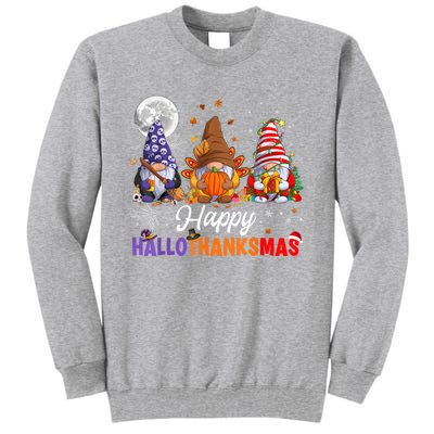 Halloween Thanksgiving Christmas Happy HalloThanksMas Gnomes Tall Sweatshirt