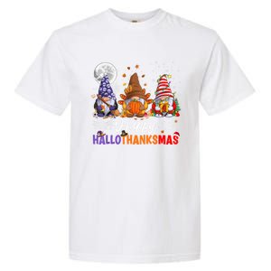 Halloween Thanksgiving Christmas Happy HalloThanksMas Gnomes Garment-Dyed Heavyweight T-Shirt