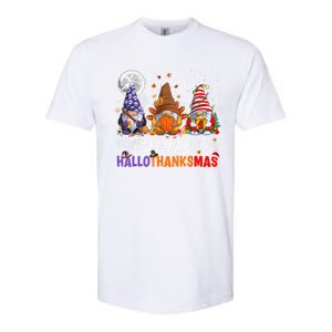 Halloween Thanksgiving Christmas Happy HalloThanksMas Gnomes Softstyle CVC T-Shirt