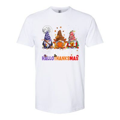 Halloween Thanksgiving Christmas Happy HalloThanksMas Gnomes Softstyle CVC T-Shirt