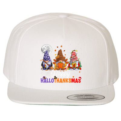 Halloween Thanksgiving Christmas Happy HalloThanksMas Gnomes Wool Snapback Cap