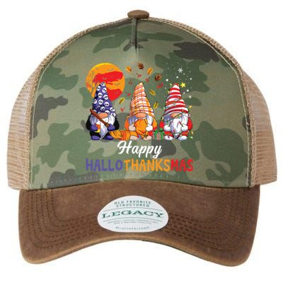 Halloween Thanksgiving Christmas Happy Hallothanksmas Gnomes Legacy Tie Dye Trucker Hat