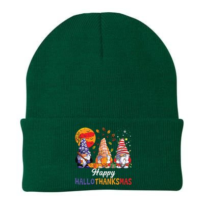 Halloween Thanksgiving Christmas Happy Hallothanksmas Gnomes Knit Cap Winter Beanie