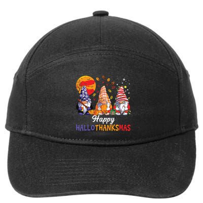 Halloween Thanksgiving Christmas Happy Hallothanksmas Gnomes 7-Panel Snapback Hat