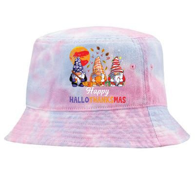 Halloween Thanksgiving Christmas Happy Hallothanksmas Gnomes Tie-Dyed Bucket Hat