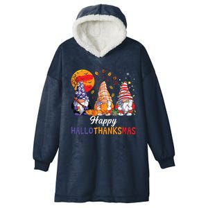 Halloween Thanksgiving Christmas Happy Hallothanksmas Gnomes Hooded Wearable Blanket