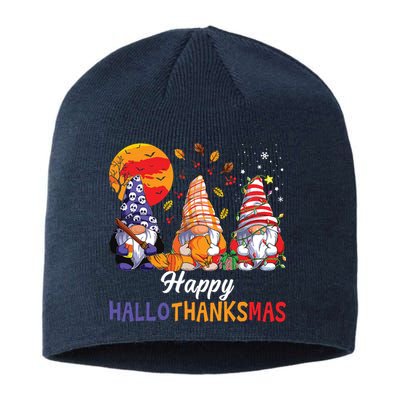 Halloween Thanksgiving Christmas Happy Hallothanksmas Gnomes Sustainable Beanie