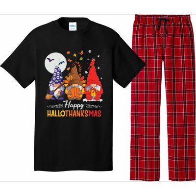 Halloween Thanksgiving Christmas Happy Hallothanksmas Gnomes Pajama Set