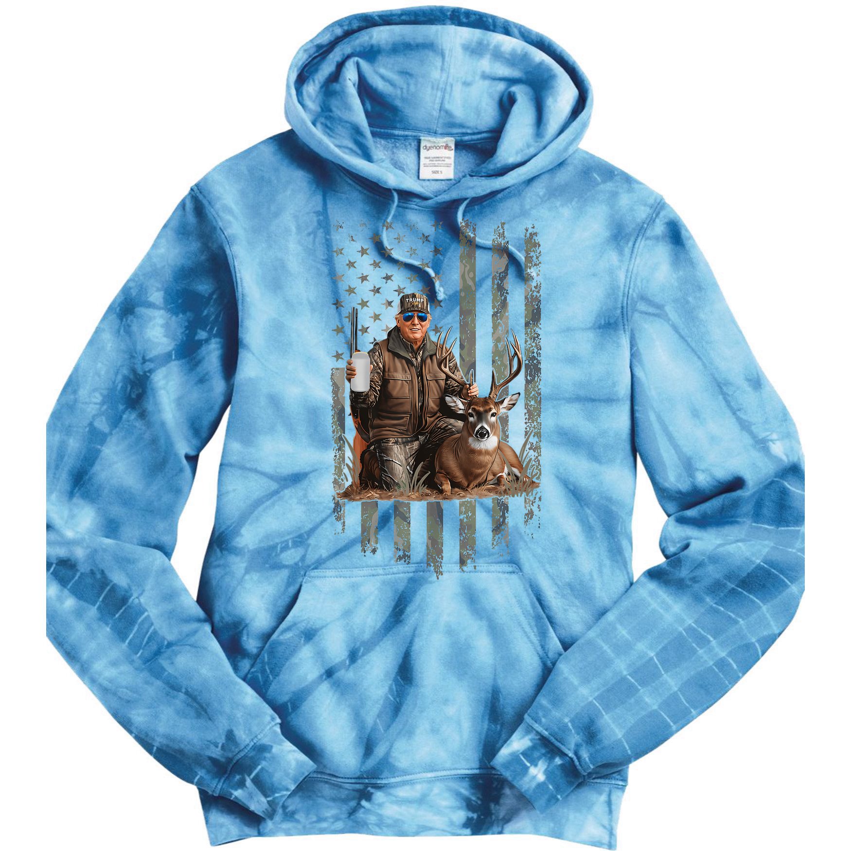 Hunting Trump Camouflage Usa Flag Deer Hunting Season Maga Tie Dye Hoodie