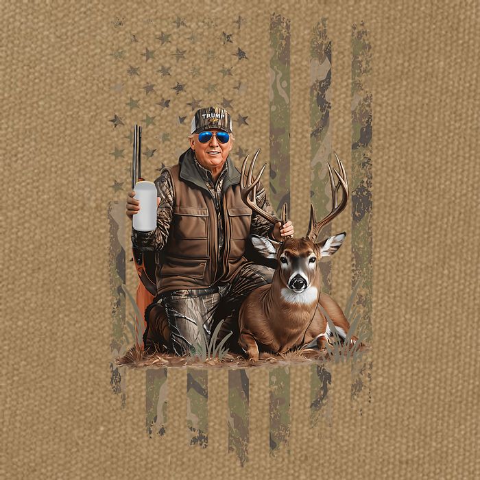 Hunting Trump Camouflage Usa Flag Deer Hunting Season Maga Cotton Canvas Backpack