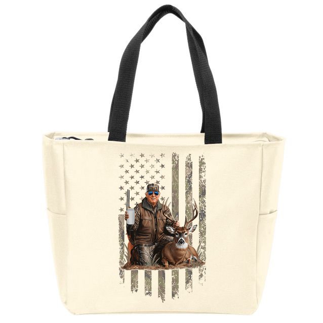Hunting Trump Camouflage Usa Flag Deer Hunting Season Maga Zip Tote Bag