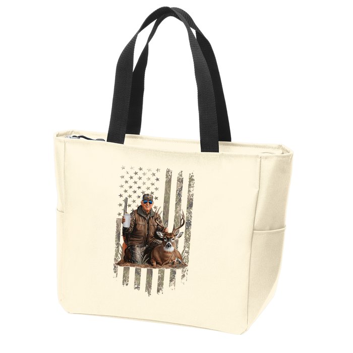 Hunting Trump Camouflage Usa Flag Deer Hunting Season Maga Zip Tote Bag