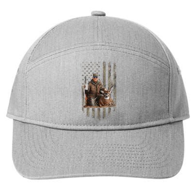 Hunting Trump Camouflage Usa Flag Deer Hunting Season Maga 7-Panel Snapback Hat