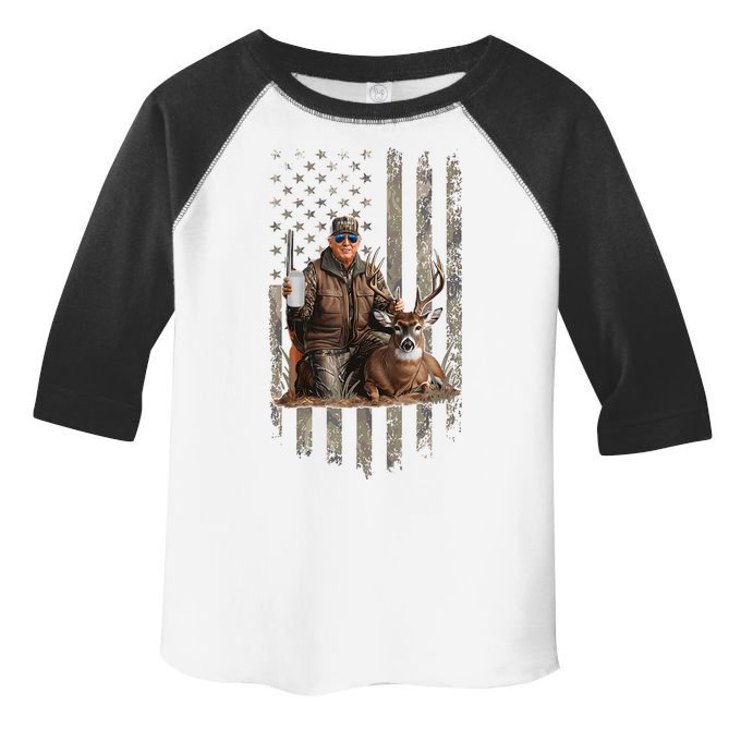 Hunting Trump Camouflage Usa Flag Deer Hunting Season Maga Toddler Fine Jersey T-Shirt