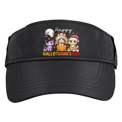 Halloween Thanksgiving Christmas Happy Hallothanksmas Cats Adult Drive Performance Visor