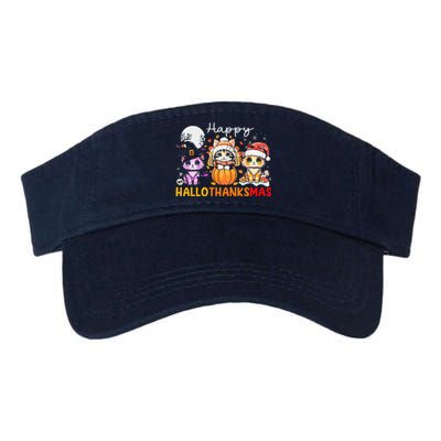 Halloween Thanksgiving Christmas Happy Hallothanksmas Cats Valucap Bio-Washed Visor